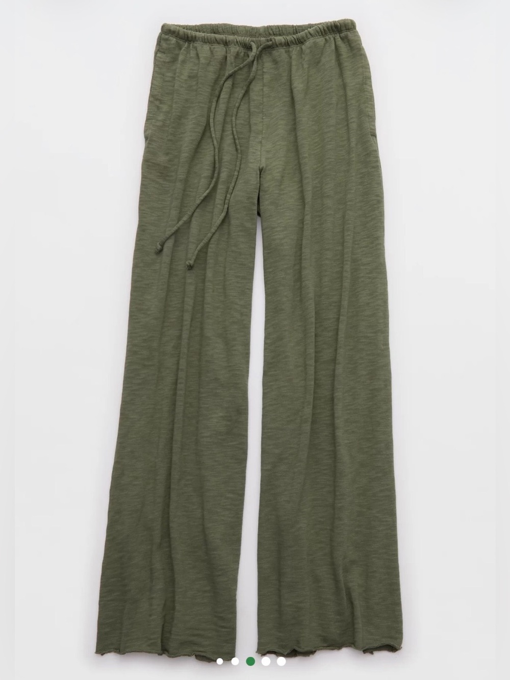 Aerie It’s Casual Knit Slub Wide Leg Lounge Pants Olive Green